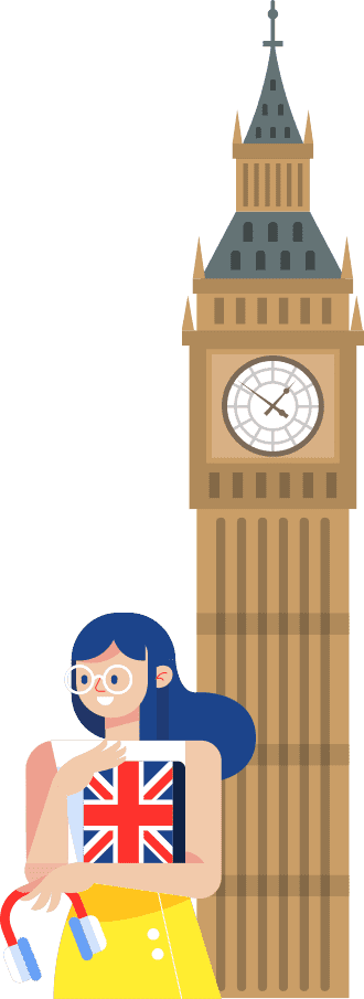 ビックベンの前にいる女の子のイラスト